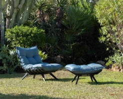 Chaise longue haut de gamme turquoise et noire avec repose-pieds modulaire 