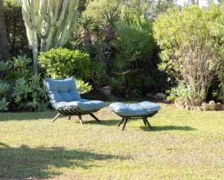 Chaise longue haut de gamme turquoise et noire avec repose-pieds modulaire 