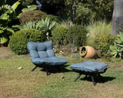 Chaise longue haut de gamme turquoise et noire avec repose-pieds modulaire 
