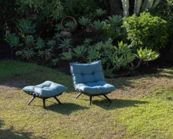 Chaise longue haut de gamme turquoise et noire avec repose-pieds modulaire 