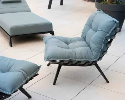 Chaise longue haut de gamme turquoise et noire avec repose-pieds modulaire 