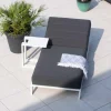 Chaise longue haut de gamme matelassée gris foncé alu blanc "Terrasse"