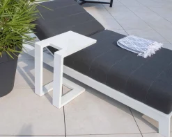 Chaise longue haut de gamme matelassée gris foncé alu blanc 