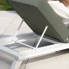 Chaise longue ultra confort en tissu vert kaki et structure aluminium blanche "Nusa Pedina"