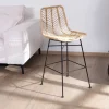 Chaise mi-hauteur en rotin et pieds métal "Coco"