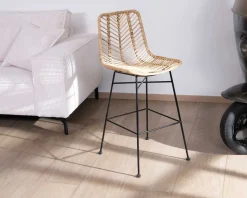Chaise mi-hauteur en rotin et pieds métal "Coco"