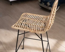 Chaise mi-hauteur en rotin et pieds métal "Coco"
