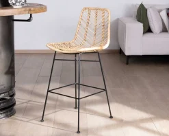 Chaise mi-hauteur en rotin et pieds métal