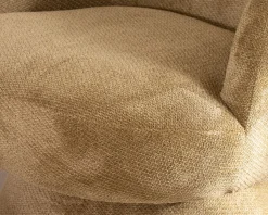 Chauffeuse design enveloppant sur pied 360° en tissu chenillé vert doré "Ladoga"