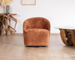 Chauffeuse design et cosy en tissu bouclette coloris terre de sienne 
