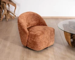 Chauffeuse design et cosy en tissu bouclette coloris terre de sienne 