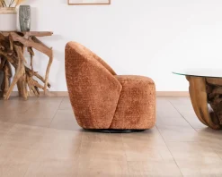 Chauffeuse design et cosy en tissu bouclette coloris terre de sienne 