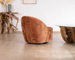Chauffeuse design et cosy en tissu bouclette coloris terre de sienne 