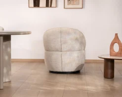 Chauffeuse effet boule avec surpiqures en tissu bouclette beige tramé "Sweet Culture" esprit cocoon
