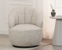 Chauffeuse effet boule avec surpiqures en tissu bouclette beige tramé 