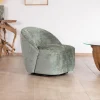 Chauffeuse pivotante en tissu bouclette soyeux vert sauge "Marylin"