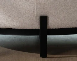 Chauffeuse ronde 120 cm en tissu blanc chiné et coussins velours côtelé 