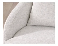 Chauffeuse ronde 120 cm en tissu blanc chiné et coussins velours côtelé 