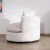 Chauffeuse ronde pivotante 360° "CosyPop" en tissu bouclette blanc chiné