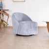 Chauffeuse tournante design épuré en tissu bleu glacier "Marylin"