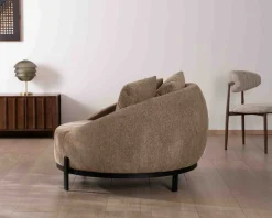 Chauffeuse XL en tissu bouclette taupe "Sweet Culture" 120 cm ultra confort