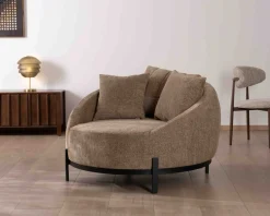 Chauffeuse XL en tissu bouclette taupe 