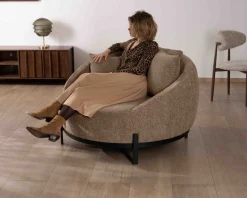 Chauffeuse XL en tissu bouclette taupe 