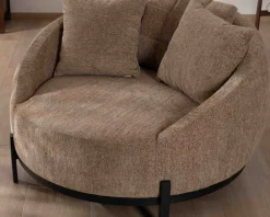 Chauffeuse XL en tissu bouclette taupe 