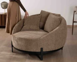 Chauffeuse XL en tissu bouclette taupe 