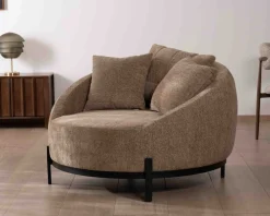 Chauffeuse XL en tissu bouclette taupe 