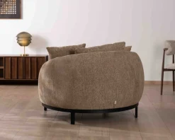Chauffeuse XL en tissu bouclette taupe 