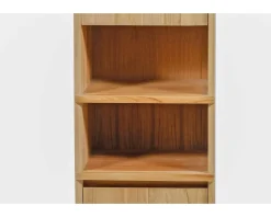 Colonne de rangement en teck avec porte, niches et tiroir 