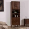 Colonne de rangement rétro en manguier massif foncé 60 cm "Kaldo" Esprit mid-century