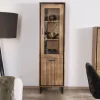Colonne vitrée style industriel en acacia "Baltik" verre teinté marron