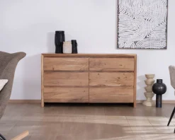 Commode 6 tiroirs en acacia style scandinave 