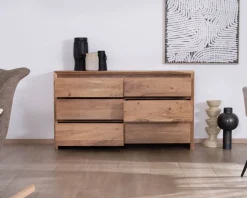 Commode 6 tiroirs en acacia style scandinave 