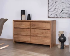 Commode 6 tiroirs en acacia style scandinave 