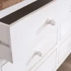 Commode 6 tiroirs en acacia "Equinoxe" blanche et plateau naturel