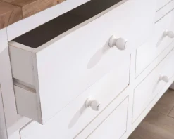 Commode 6 tiroirs en acacia "Equinoxe" blanche et plateau naturel