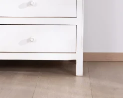 Commode 6 tiroirs en acacia "Equinoxe" blanche et plateau naturel