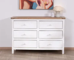 Commode 6 tiroirs en acacia 