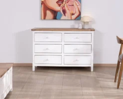 Commode 6 tiroirs en acacia 