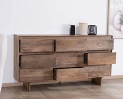 Commode 9 tiroirs en bois massif de manguier "Geta" Style Japandi