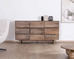 Commode 9 tiroirs en bois massif de manguier 