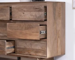 Commode 9 tiroirs en bois massif de manguier 