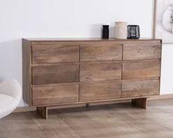 Commode 9 tiroirs en bois massif de manguier 