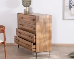Commode 4 tiroirs grande largeur "Presto" en manguier style rétro