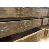 Commode basse apothicaire 195cm "Népalaise" en bois recyclé 6 tiroirs