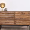Commode en manguier et pieds métal style rétro "Presto" 6 tiroirs demi largeur