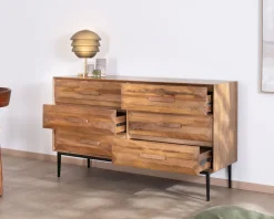 Commode en manguier et pieds métal style rétro 